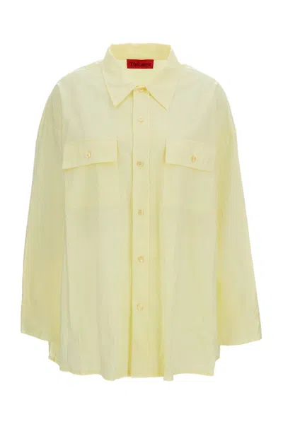 The Latest Lightweight Crinkled Cotton Blend Oversized Shirt In Yellow