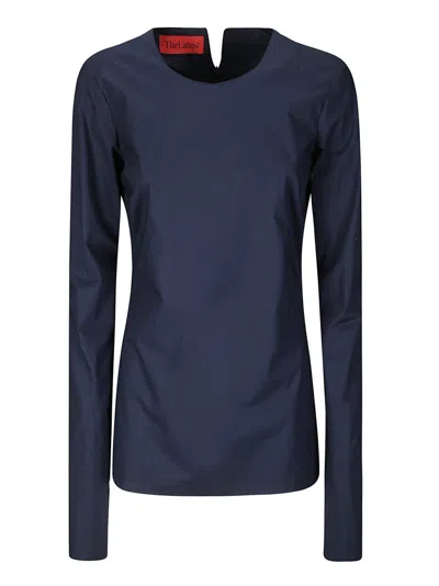 The Latest Long Sleeve Cotton Crew Neck Top In Blue