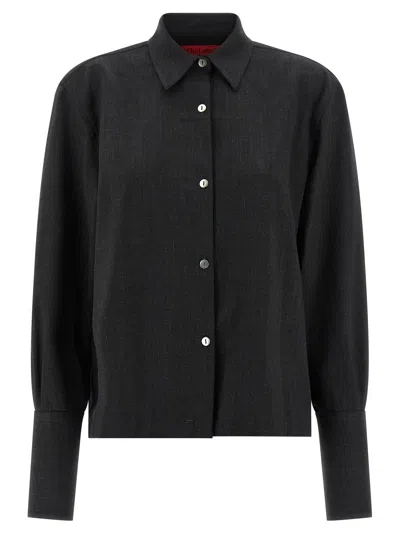 The Latest Mélange Shirt Shirt And Blouse Gray In Black