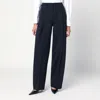 The Latest Thelatest Midnight Blue Wool Blend Trousers In Gold