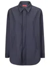 The Latest Oversized Button-front Shirt Jacket With Welt Pockets In Blue