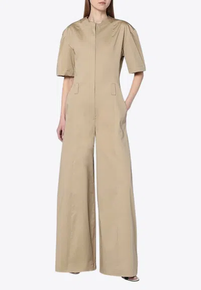 The Latest Palazzo Tailored Wide Jumpsuit In Sand
