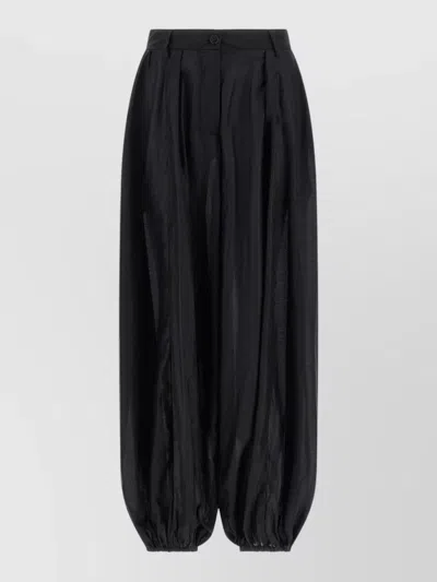 The Latest Pants Belt Loops Elasticated Cuffs Pleated Design In Black