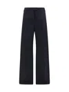 The Latest Thelatest Wide Black Alma Trousers In Blue