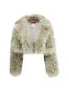 The Latest Cropped Faux Fur Jacket With Plush Texture In Gray