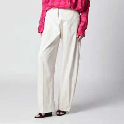 The Latest Thelatest Cream Cotton Palazzo Trousers In White