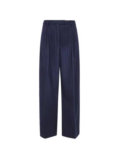 The Latest Pinstripe-pattern Wide-leg Trousers In Blue