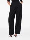 The Latest Thelatest Wide-leg Black Wool Blend Trousers In Black