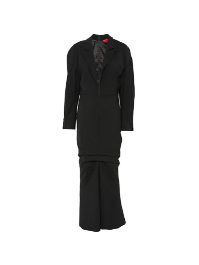 The Latest Plunging V-neck Gathered-detail Dress In Black