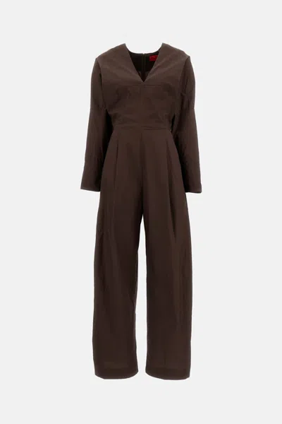The Latest Popeline Drew Wide-leg Jumpsuit In Burgundy