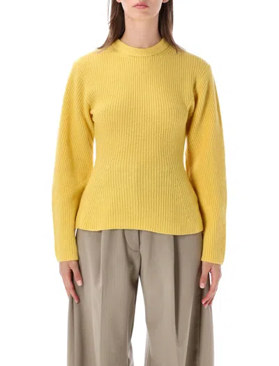 The Latest Ribbed Knit Mock Neck Sweater In Yellow