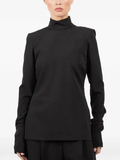The Latest Roll-neck Long-sleeve Rear-zip Top In Black
