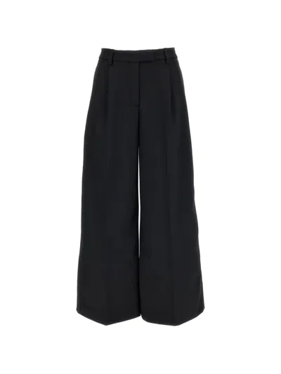 The Latest Black Wool-blend E-deva Wide-leg Pants