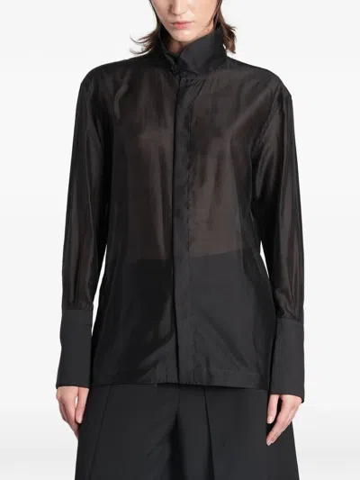 The Latest Sheer High-neck Shirt In Black