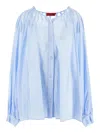 The Latest Wide Sky Blue Semi-transparent Shirt In Blue