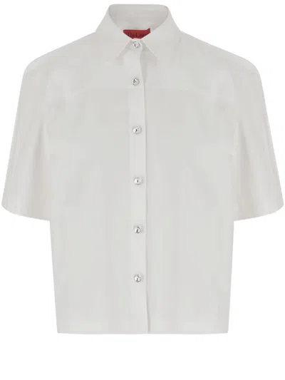 The Latest Short-sleeve Cotton Shirt With Classic Collar In White