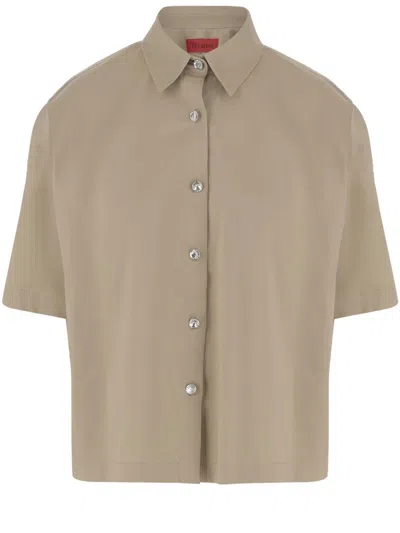 The Latest Short-sleeved Regular Fit Shirt With Classic Collar In Beige