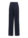 The Latest Thelatest Midnight Blue Wool Blend Trousers In Blue
