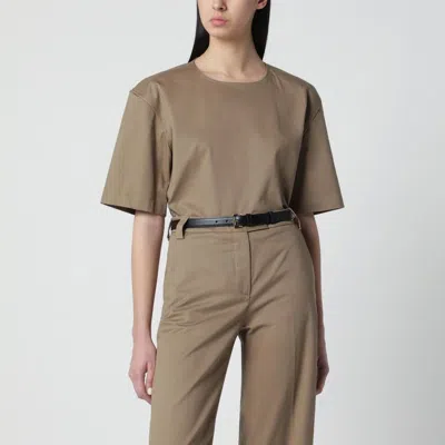 The Latest Thelatest Short-sleeve Cognac Cotton Top In Brown
