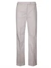 The Latest Straight Leg Gabardine Trousers With Hidden Closure In Gray