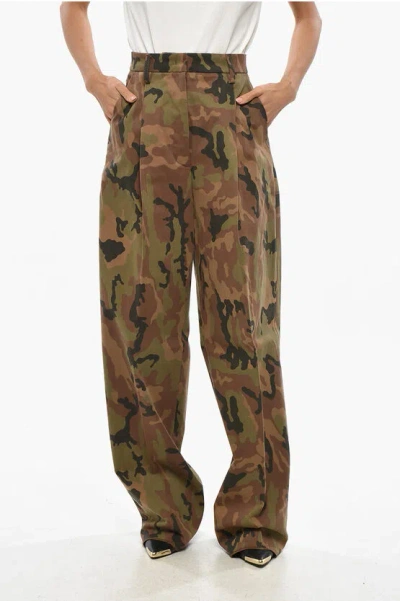 The Latest Stretch Cotton Axel Mom Fit Pants With Camouflage Pattern In Multi