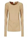 The Latest Long-sleeve Stretch Cotton Top With Flared Hem