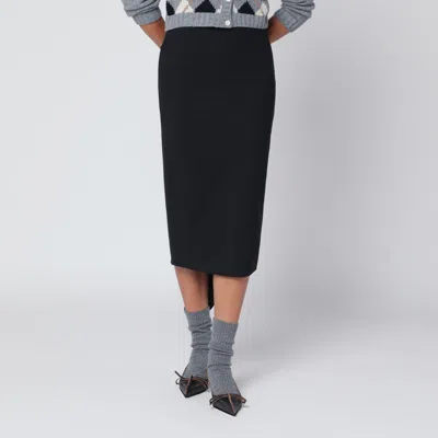 The Latest Black Cotton Midi Skirt