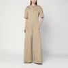 The Latest Thelatest Sand Coloured Palazzo Jumpsuit In Cotton