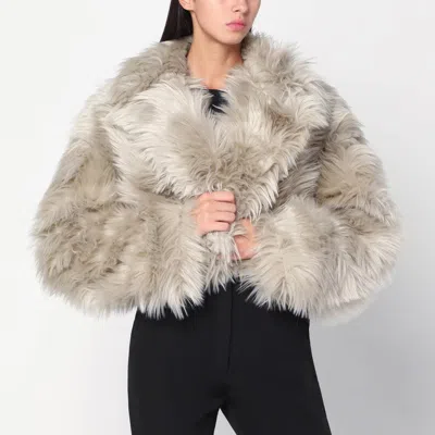 THE LATEST THELATEST SHORT ICE-WHITE FAUX FUR COAT