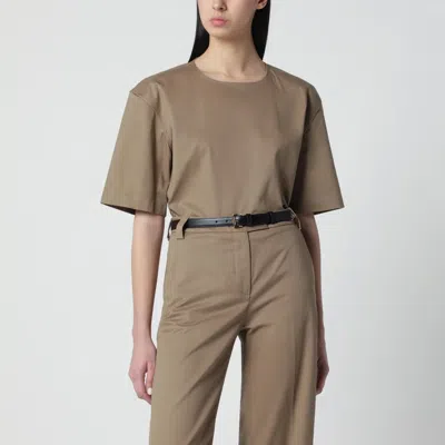 The Latest Thelatest Short-sleeve Cognac Cotton Top In Transparent