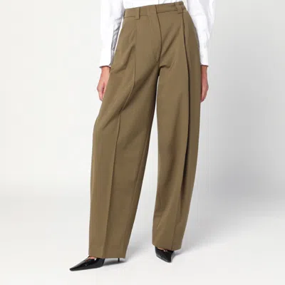 The Latest Taupe Wool Blend Trousers In Green