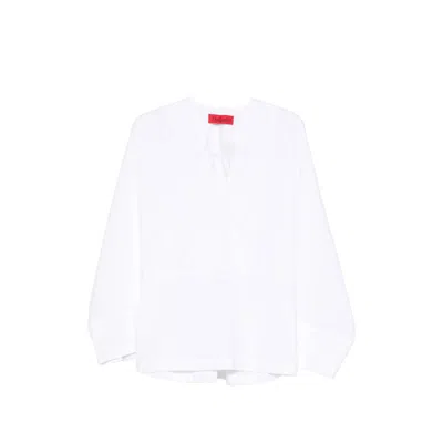 The Latest Thelatest V-neck Cotton Shirt In White