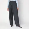 The Latest Thelatest Wide Grey Wool-blend Trousers In Gray
