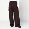 The Latest Wide-leg Brown Wool Blend Trousers In Brown