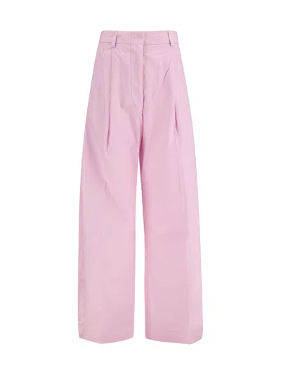 The Latest Thelatest Wide-leg Cotton Trousers In Pink