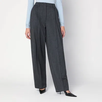 The Latest Thelatest Women's Wide Wool-blend Trousers In Gray