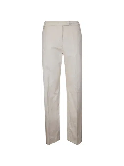 The Latest Straight Leg Gabardine Trousers With Hidden Closure In Neutral