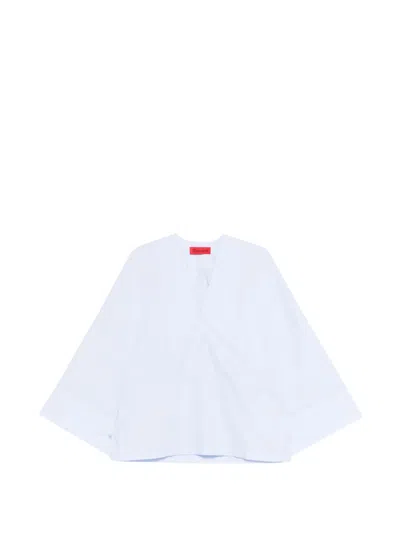 The Latest V-neck Blouse In Blue