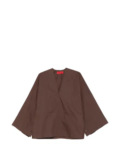 The Latest V-neck Long-sleeved Top In Brown