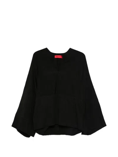 The Latest Wide Sleeve V-neck Blouse In Black