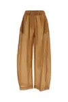 The Latest Wide-leg Trousers With Elastic Waistband And Sheer Fabric In Brown