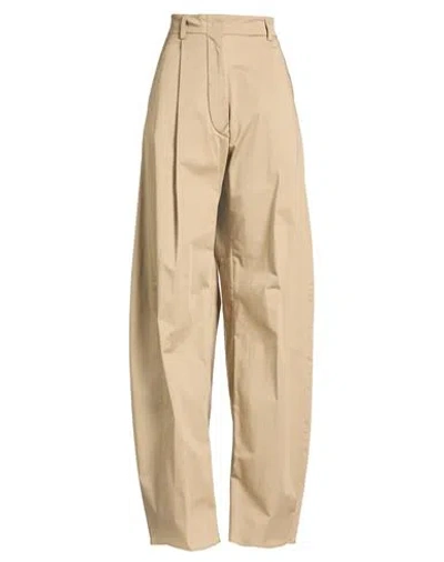 The Latest Woman Pants Beige Size 10 Cotton, Elastane In Neutral