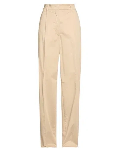 The Latest Woman Pants Beige Size 6 Cotton, Elastane In Neutral