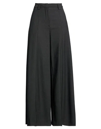 The Latest Woman Pants Charcoal Size 4 Polyester, Virgin Wool, Elastane In Black