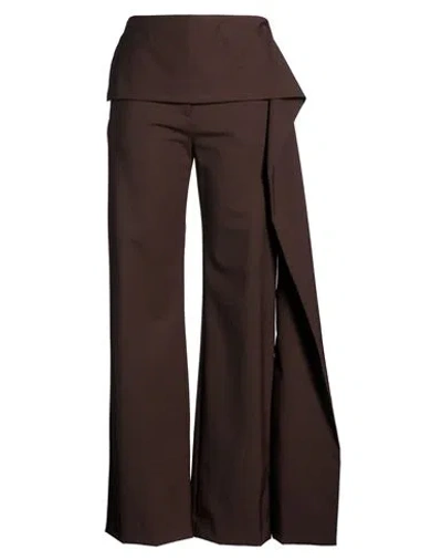 The Latest Woman Pants Chocolate Brown Size 2 Polyester, Virgin Wool, Elastane In Multi
