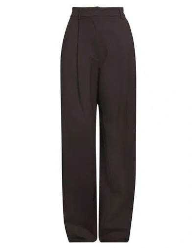 THE LATEST THE LATEST WOMAN PANTS DARK BROWN SIZE 6 POLYESTER, VIRGIN WOOL, ELASTANE