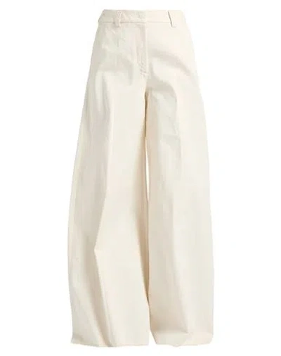 The Latest Woman Pants Ivory Size 8 Cotton, Elastane