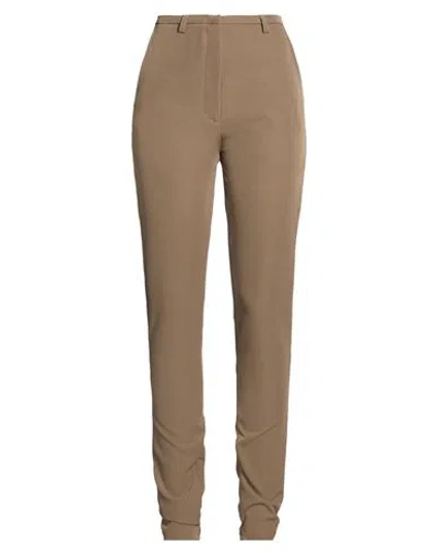 The Latest Woman Pants Khaki Size 4 Polyester, Elastane In Brown