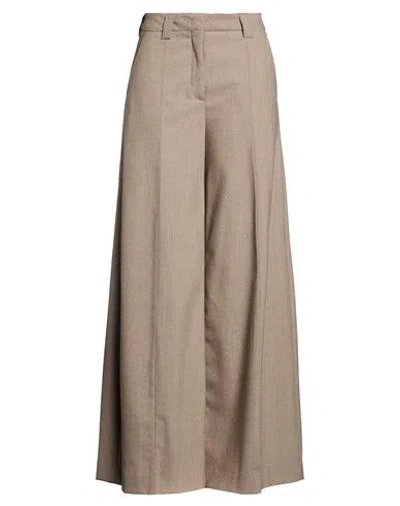 The Latest Woman Pants Taupe Size 6 Polyester, Virgin Wool, Elastane In Grey