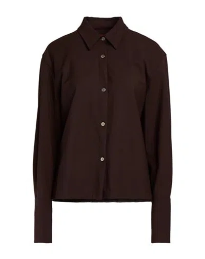 The Latest Woman Shirt Dark Brown Size M Polyester, Virgin Wool, Elastane
